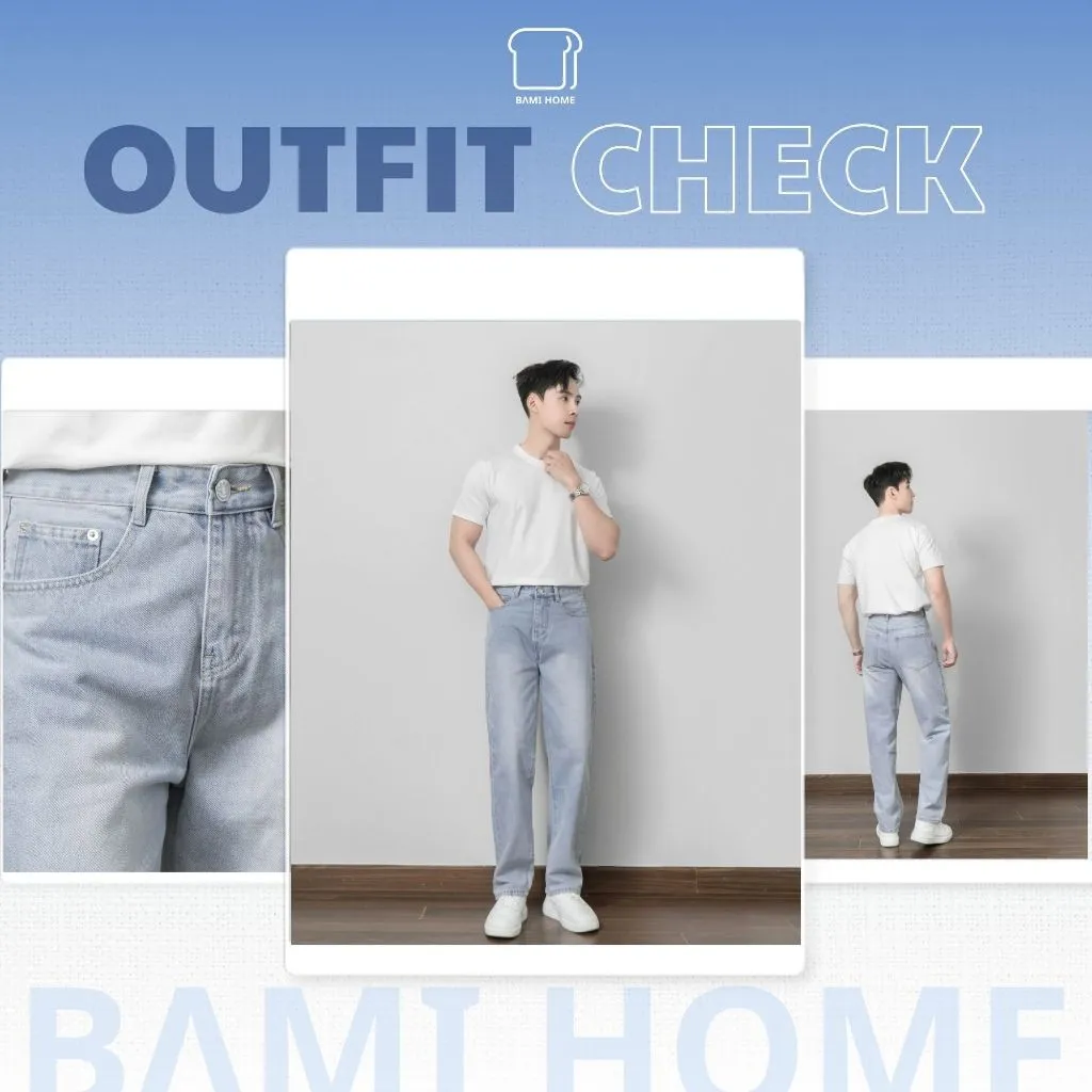 Ảnh Quần baggy jean nam RETRO BAMI HOME quần dài jean nam ống suông phong cách Hàn Quốc QJ07 3