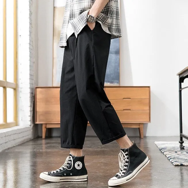 Ảnh Quần Baggy Kaki Unisex Basic nam nữ cạp chun ống rộng phong cách Hàn Quốc ELNIDO 4