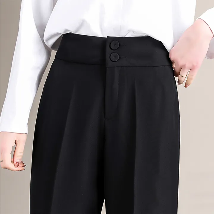 Ảnh Quần baggy nữ công sở lưng cao 2 nút THOCA HOUSE quần tây nữ chuẩn form cao cấp tôn chân dài 1