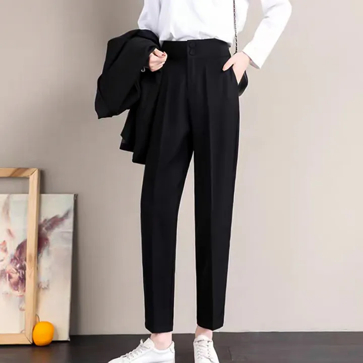 Ảnh Quần baggy nữ công sở lưng cao 2 nút THOCA HOUSE quần tây nữ chuẩn form cao cấp tôn chân dài 3