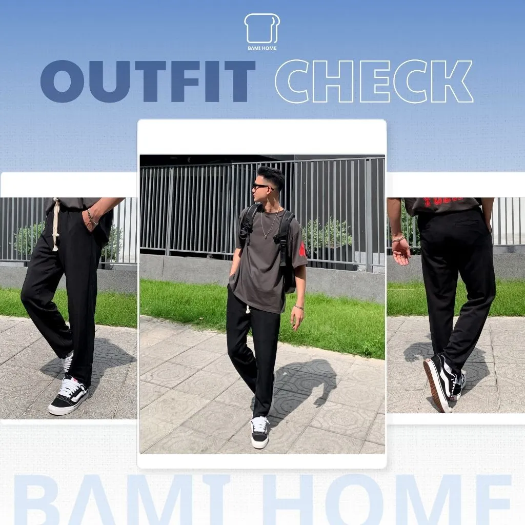 Ảnh Quần baggy ống suông nam BAMI HOME chất liệu vải poly 2 da cogiãn tốt thoáng mát QBG03 3