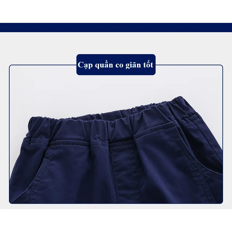 Ảnh Quần bé trai hàn quốc mùa hè dáng short chất kaki dày dặn mền mịn cho trẻ em SKIDS 3