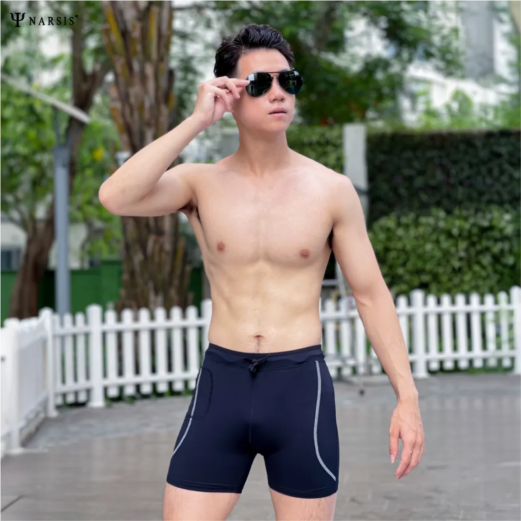 Ảnh Quần Bơi Nam Narsis 2 Lớp Có Túi Khóa Tiện Lợi, Chất Vải PE Co Giãn 4 Chiều Q23004 4