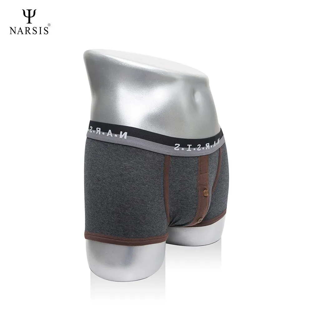 Ảnh Quần Boxer Nam Narsis Màu Xám Phối Viền Nâu Chất Liệu Mềm Mịn Co Giãn Tốt Êm Ái 2