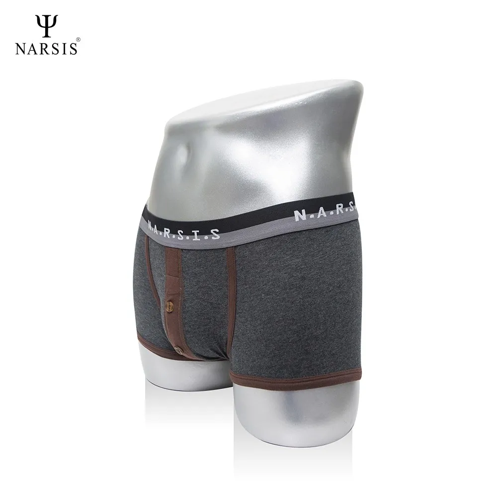 Ảnh Quần Boxer Nam Narsis Màu Xám Phối Viền Nâu Chất Liệu Mềm Mịn Co Giãn Tốt Êm Ái 3
