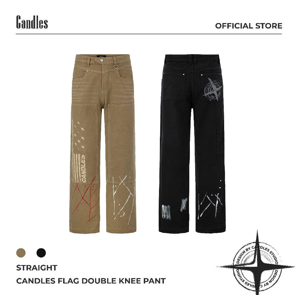 Ảnh Quần Canvas Candles Flag Double Knee Straight Unisex 1