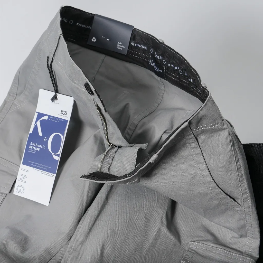 Ảnh Quần cargo Nam kaki co giãn KQSTYLING form relaxed fit cotton mềm min premium xám nhạt 1