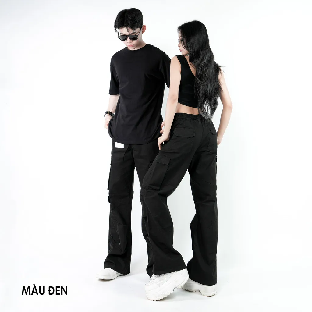 Ảnh Quần Cargo Túi Hộp Unisex Kaki 100 Cotton KQSTYLING Ống Rộng Form Wide Cạp Nút Chun Sau WDV01 3