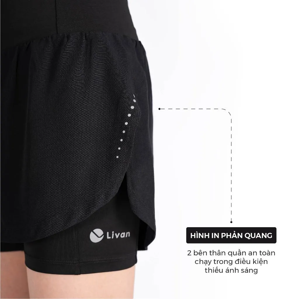 Ảnh Quần Chạy Bộ Nữ 2 Lớp LV24210201 Co Giãn Mềm Mại Livan Sport, Quần Chạy Nữ Có Cạp Đựng Xung Quanh 4