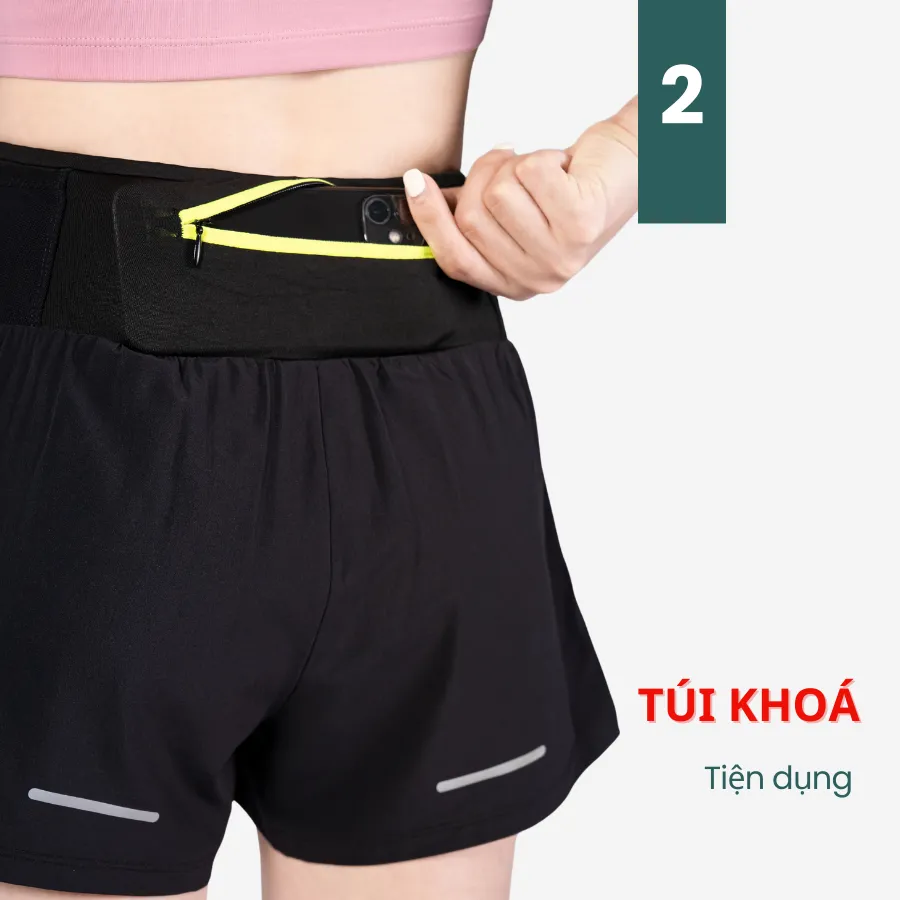 Ảnh Quần Chạy Bộ Nữ 2 Lớp Livan Sport, Quần Running, Quần Chạy Nữ, Quần Chạy Có Cạp Đựng Đồ Tiện Lợi, Quần Running 2 Lớp Nữ 4
