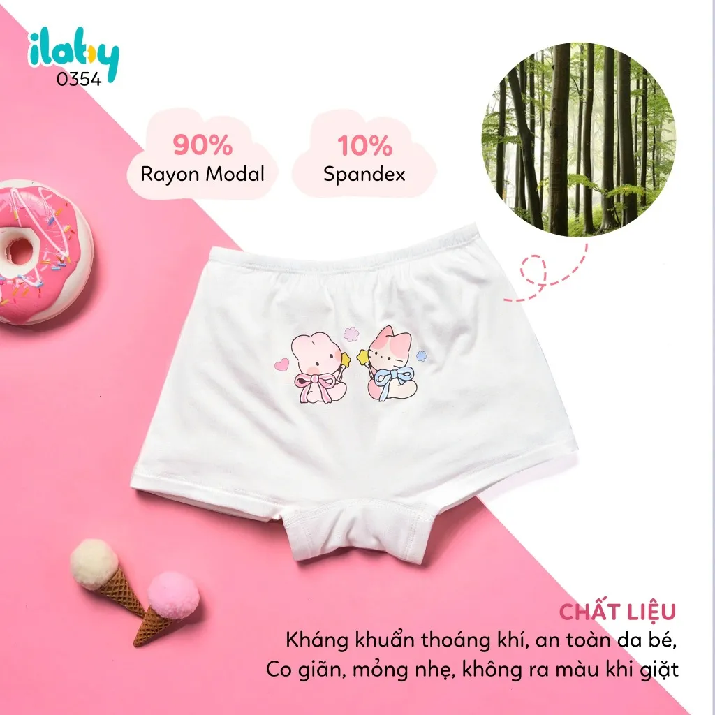 Ảnh Quần chip cho bé gái ILABY quần chip kháng khuẩn cotton thoáng mát [0354] 3