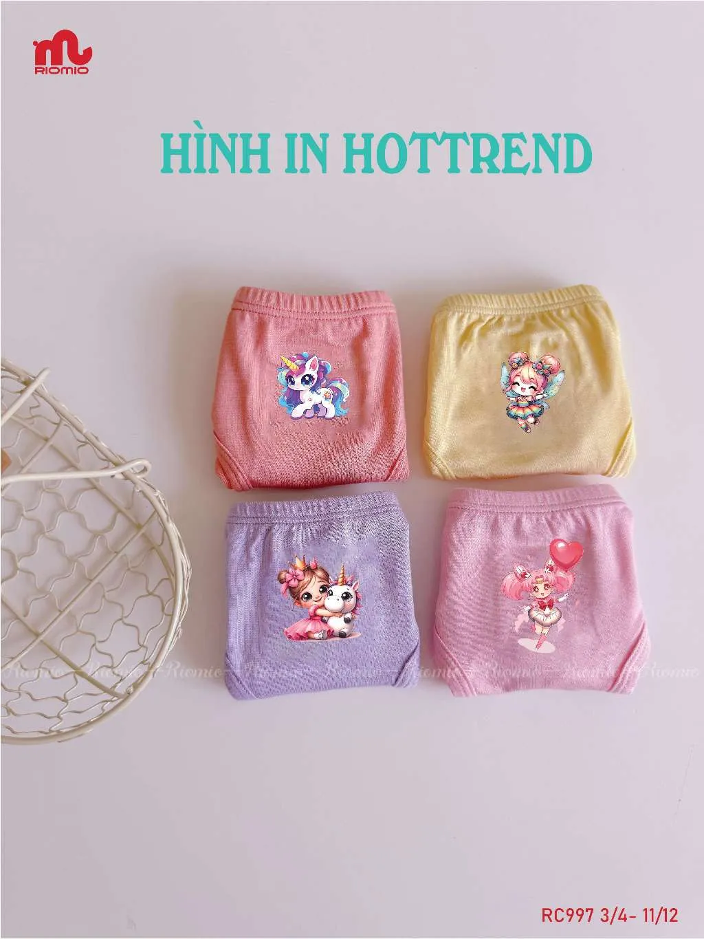 Ảnh Quần chip cho bé gái RIOMIO size 13-42kg, quần lót bé gái chất liệu Modal an toàn cho da nhạy cảm 2