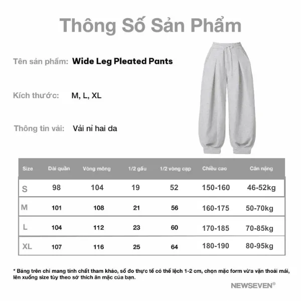 Ảnh Quần Dài Form Rộng NEWSEVEN Wide Leg Pleated Pants QD.416 1