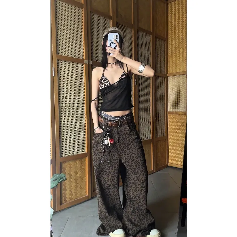 Ảnh 𝐊𝐈𝐋𝐋 𝐒𝐘𝐒𝐓𝐄𝐌 - Quần dài kaki ống rộng da beo SoHo 4