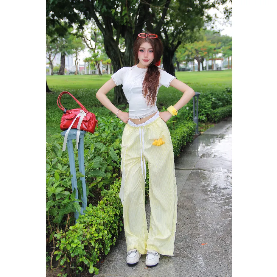 Ảnh Quần Dài Kẻ Sọc SAIGONESE Quần Lưng Chun Ống Rộng Form Ống Suông Vải Kate Unisex 4