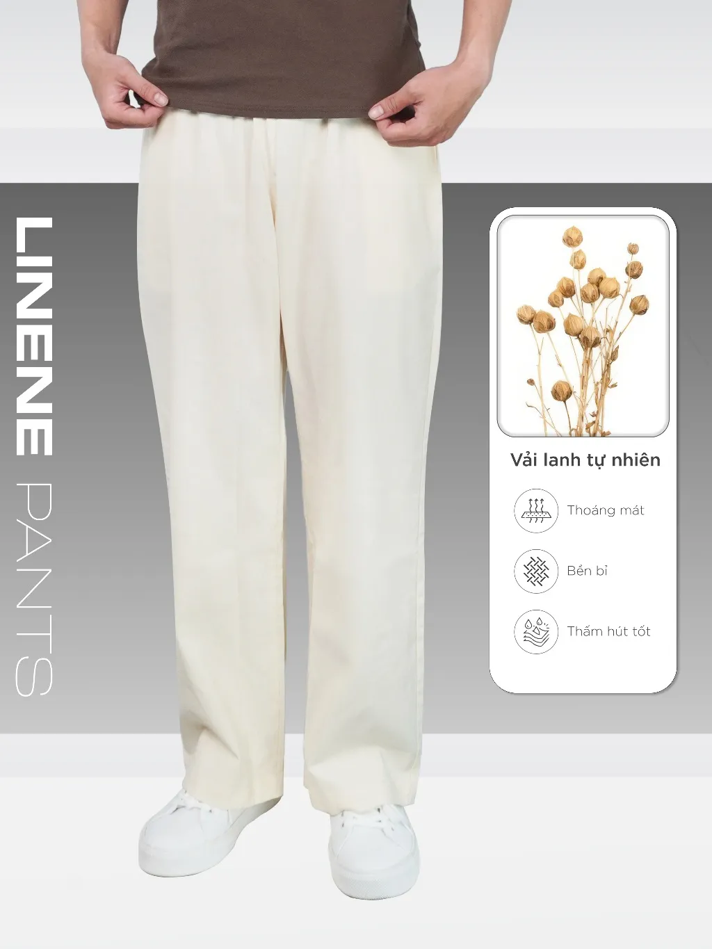 Ảnh Quần dài LINENE SIMON nam form suông, vải Linen mềm mịn, thoải mái, thanh lịch - HUSSIO 2