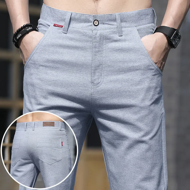 Ảnh Quần Dài Nam Chân Thẳng Dáng Rộng Màu Trơn Phong Cách Hàn Quốc Thoáng Khí Thoải Mái Xám ZXR110 3