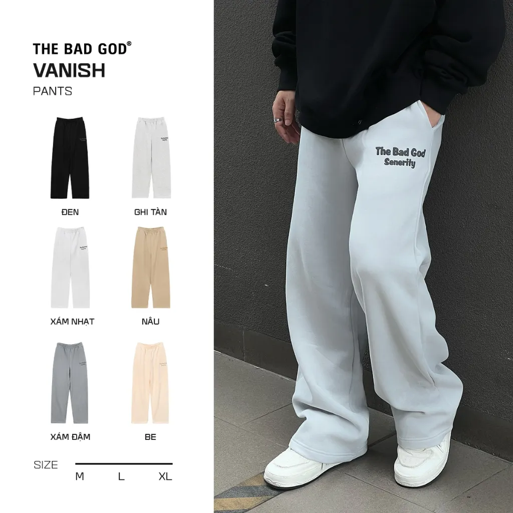 Ảnh Quần dài ống rộng suông chất nỉ bông thu đông unisex The Bad God Vanish Sweatpants 1