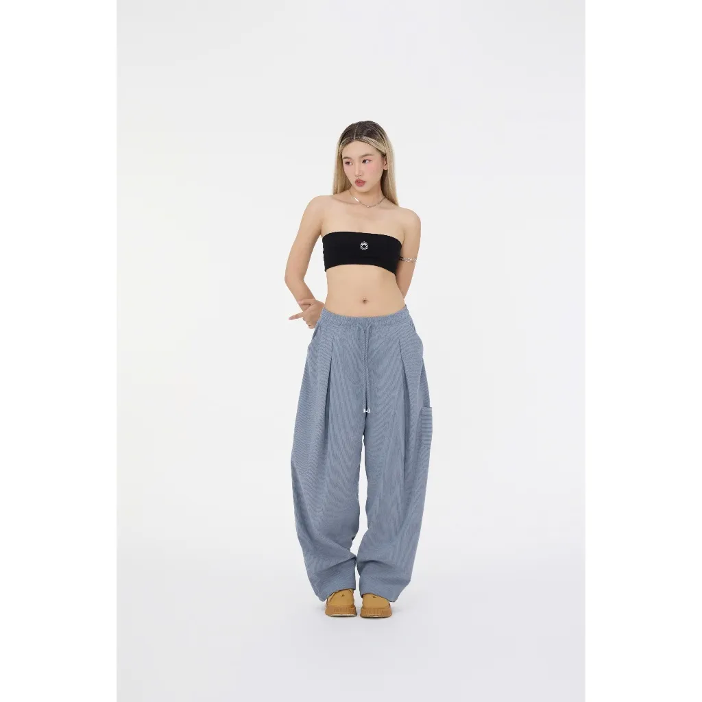 Ảnh Quần Dài Ống Rộng Vải Nhung Tâm - Brand TSUN Chính Hãng [UNISEX] Thêu Túi Sau 2