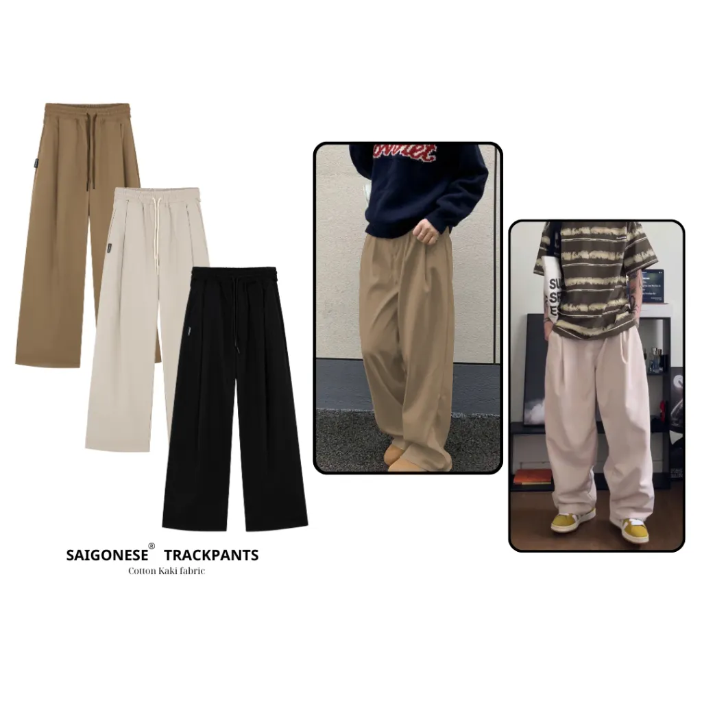Ảnh Quần Dài Ống Xuông SAIGONESE Chất Kaki Kiểu Xếp Ly Unisex Nam Nữ 3 Màu 1