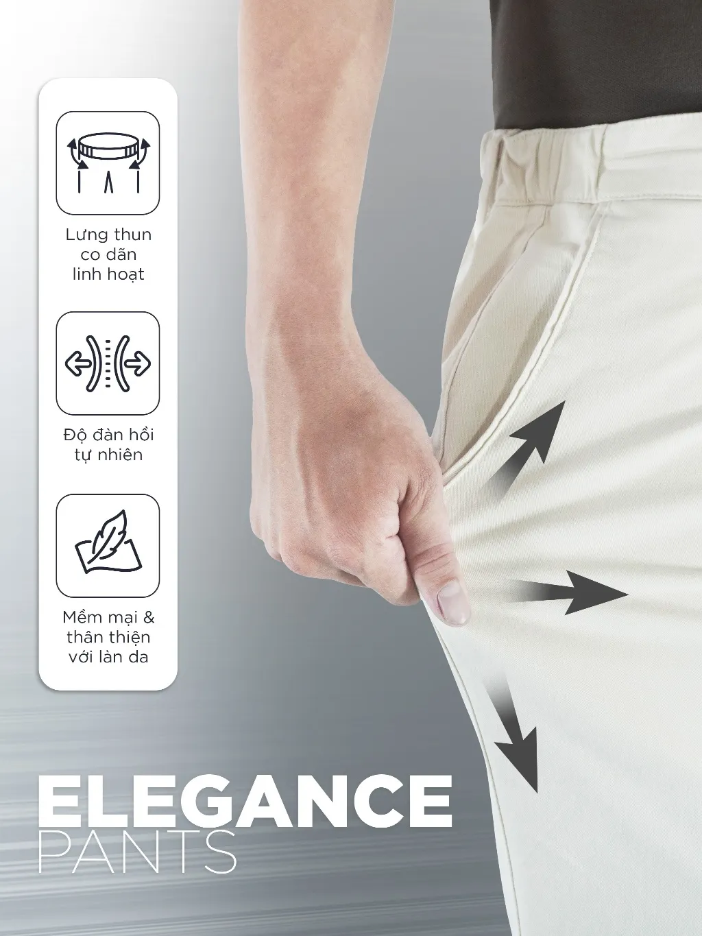 Ảnh Quần dài tây nam ELEGANCE PANTS vải kaki nhung xuất xịn, lưng thun co dãn, dáng ủi xếp ly - HUSSIO 2