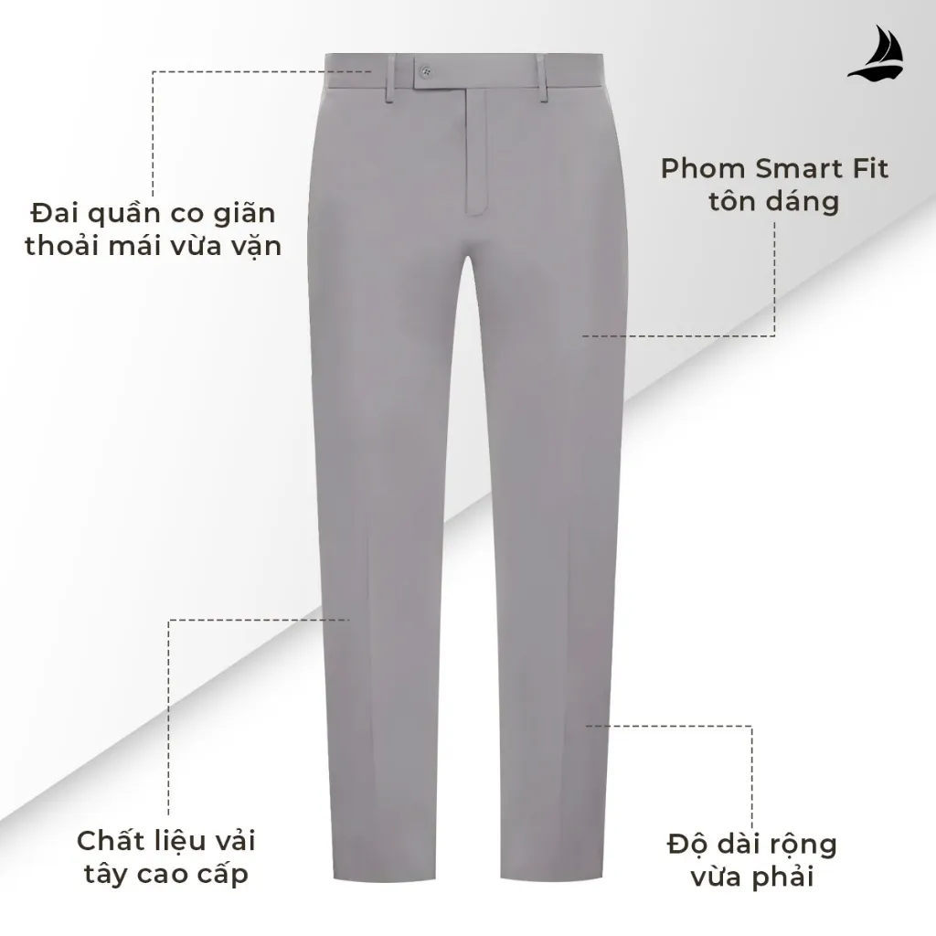 Ảnh Quần dài tây nam SIXMEN co giãn 2 chiều, lưng đai chun ẩn, xuất xịn, chuẩn form 3