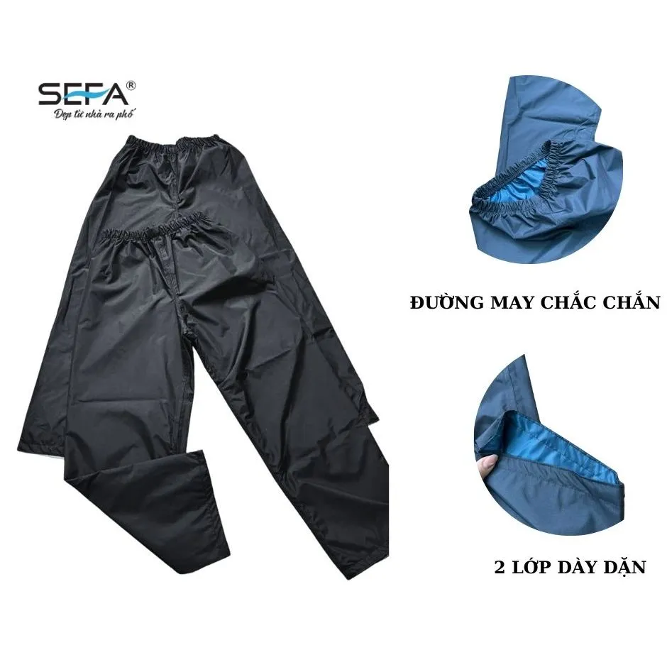 Ảnh Quần đi mưa SEFA chất liệu gotex hàn nhiệt 2 lớp cao cấp cho nam và nữ màu đen 2