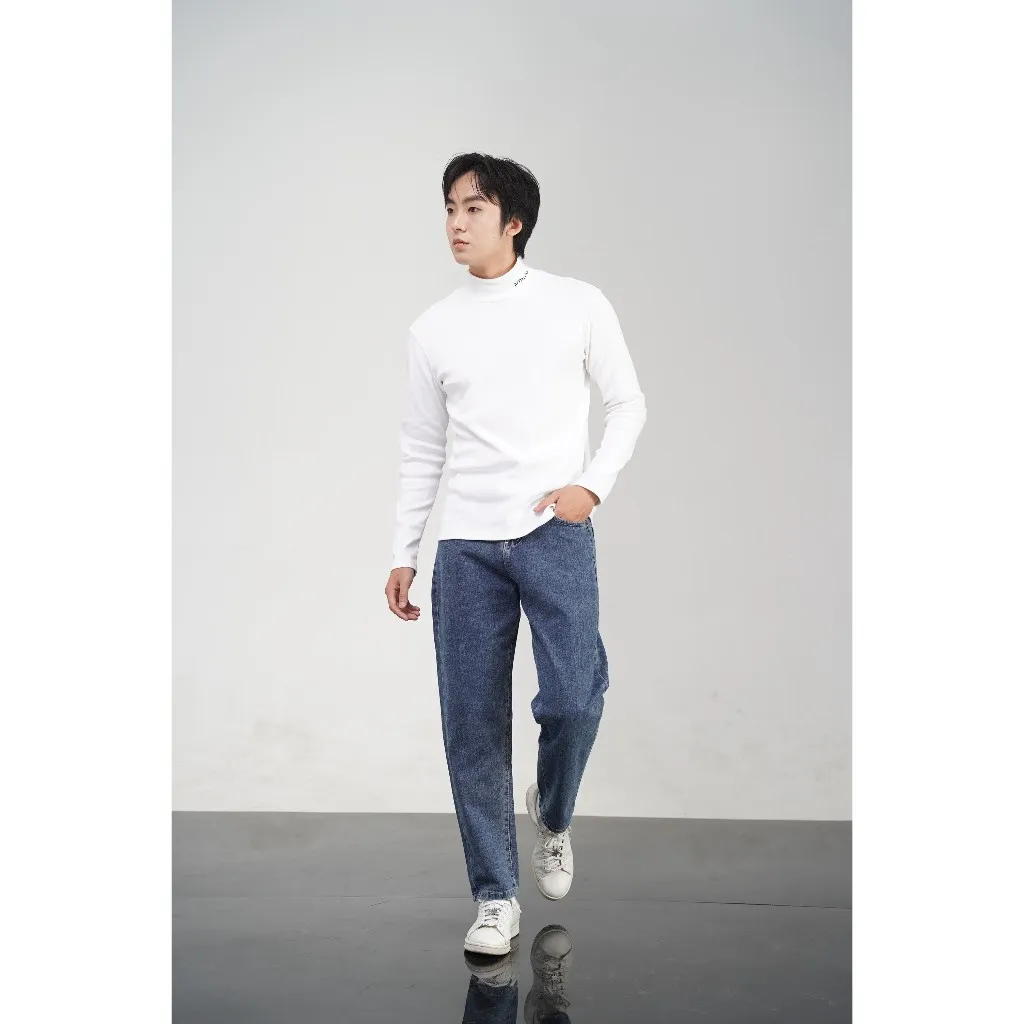 Ảnh Quần jean baggy nam BAETON cạp cao chất liệu dày dặn đứng form chống bai xù - J01 2