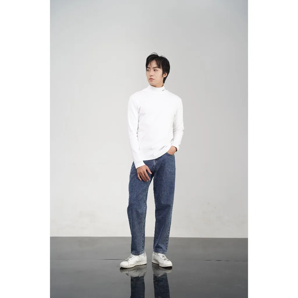 Ảnh Quần jean baggy nam BAETON cạp cao chất liệu dày dặn đứng form chống bai xù - J01 3