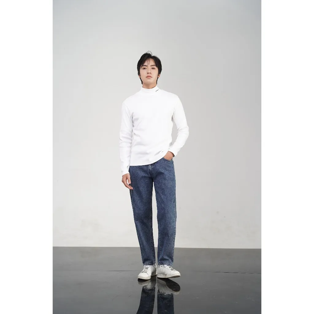 Ảnh Quần jean baggy nam BAETON cạp cao chất liệu dày dặn đứng form chống bai xù - J01 4