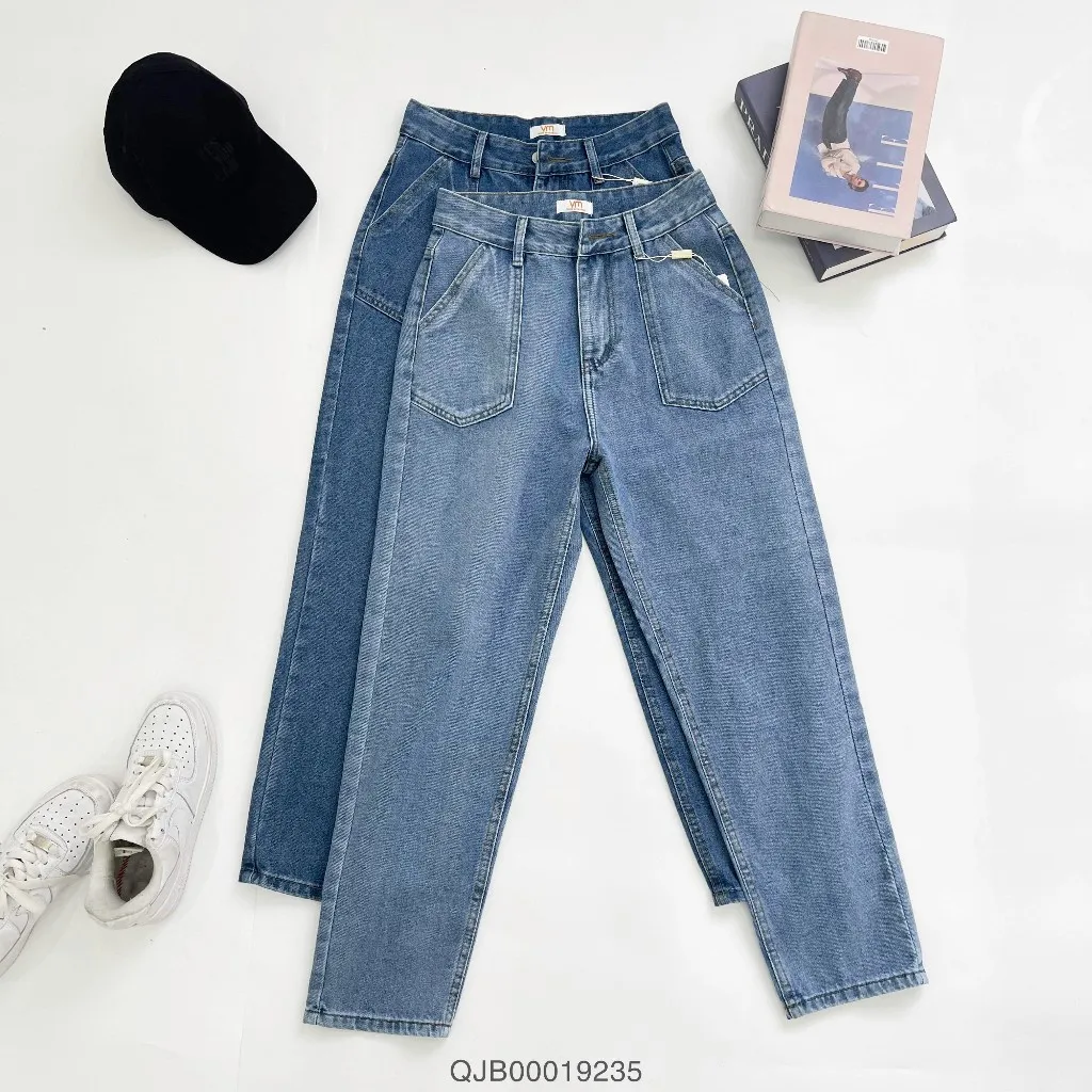 Ảnh Quần jean baggy nữ VMSTYLE lưng cao túi kiểu trơn (không co giãn) đi học, đi chơi D59-N58 QJB00019 4