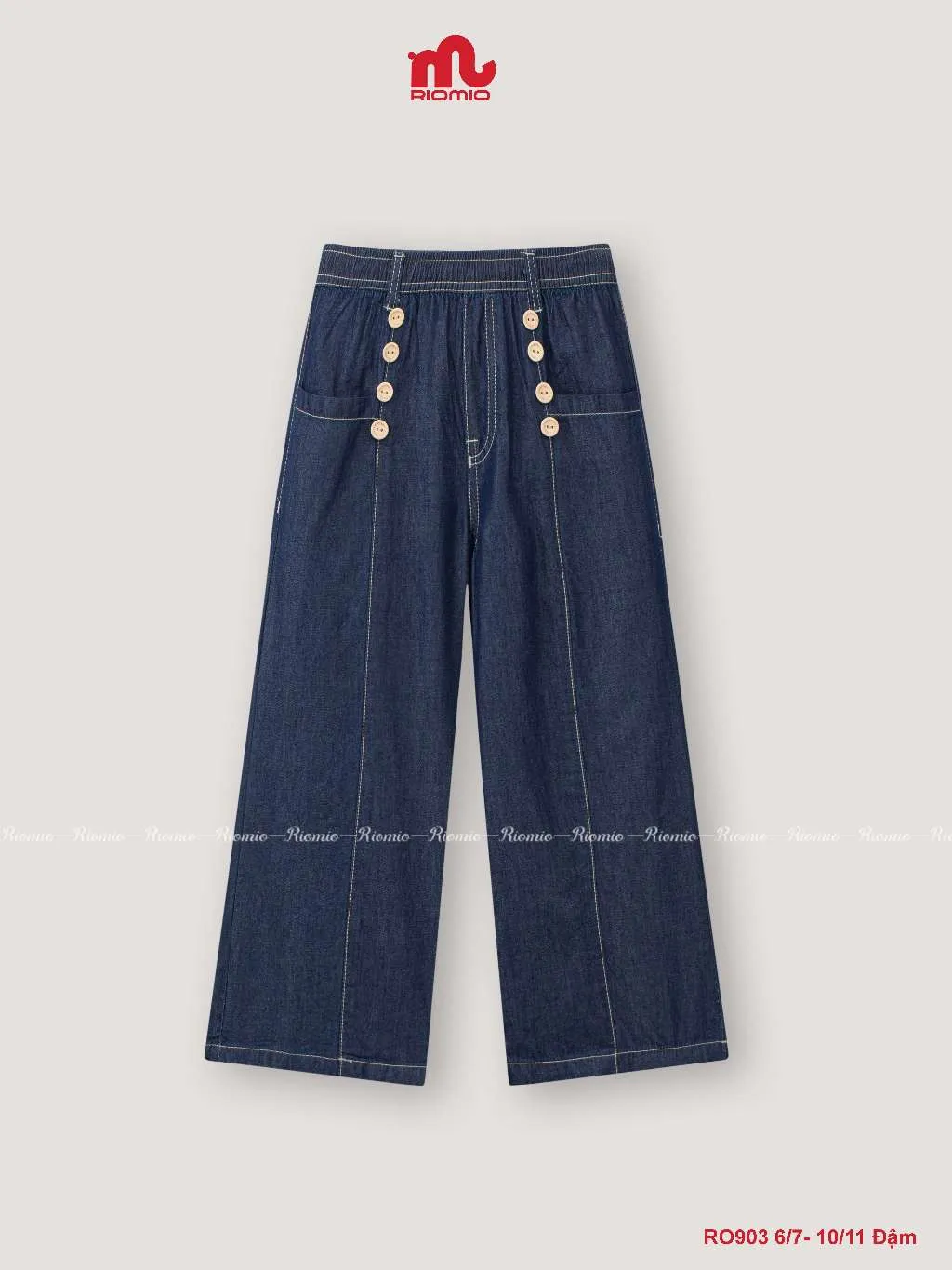 Ảnh Quần jean bé gái ellie Riomio  quần ống suông chất liệu cotton USA mềm mịn-RO903 1