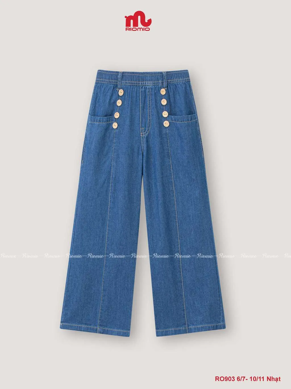 Ảnh Quần jean bé gái ellie Riomio  quần ống suông chất liệu cotton USA mềm mịn-RO903 2