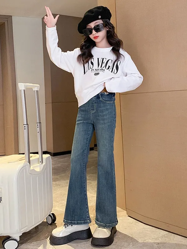 Ảnh Quần Jean Bé Gái Size Đại Quần Ống Loe Trơn Cho Bé Phong Cách Thời Trang Cho Các Bé Gái Cao Dưới 1m7 - Babimama - J95 2