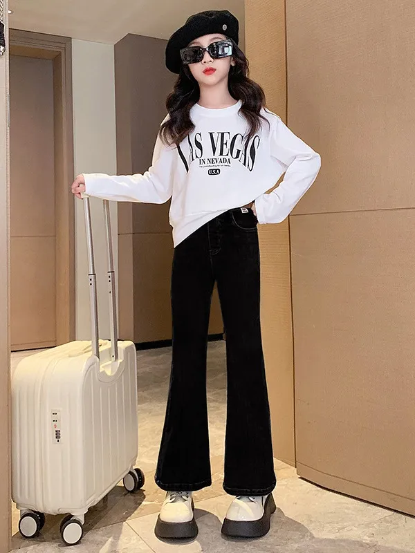 Ảnh Quần Jean Bé Gái Size Đại Quần Ống Loe Trơn Cho Bé Phong Cách Thời Trang Cho Các Bé Gái Cao Dưới 1m7 - Babimama - J95 3