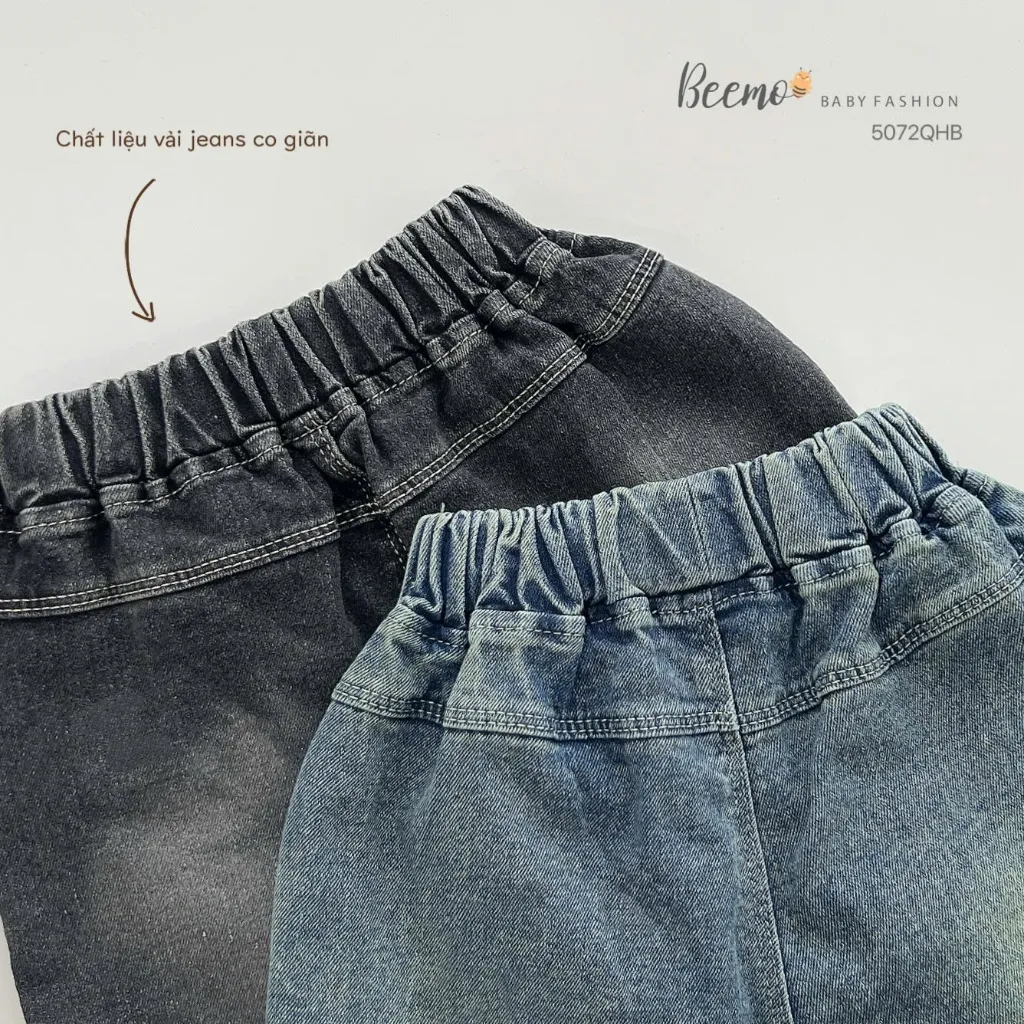 Ảnh Quần jean co giãn cho bé trai Beemo Chất liệu vải jeans co giãn, mềm mại, thoáng khí B606 3
