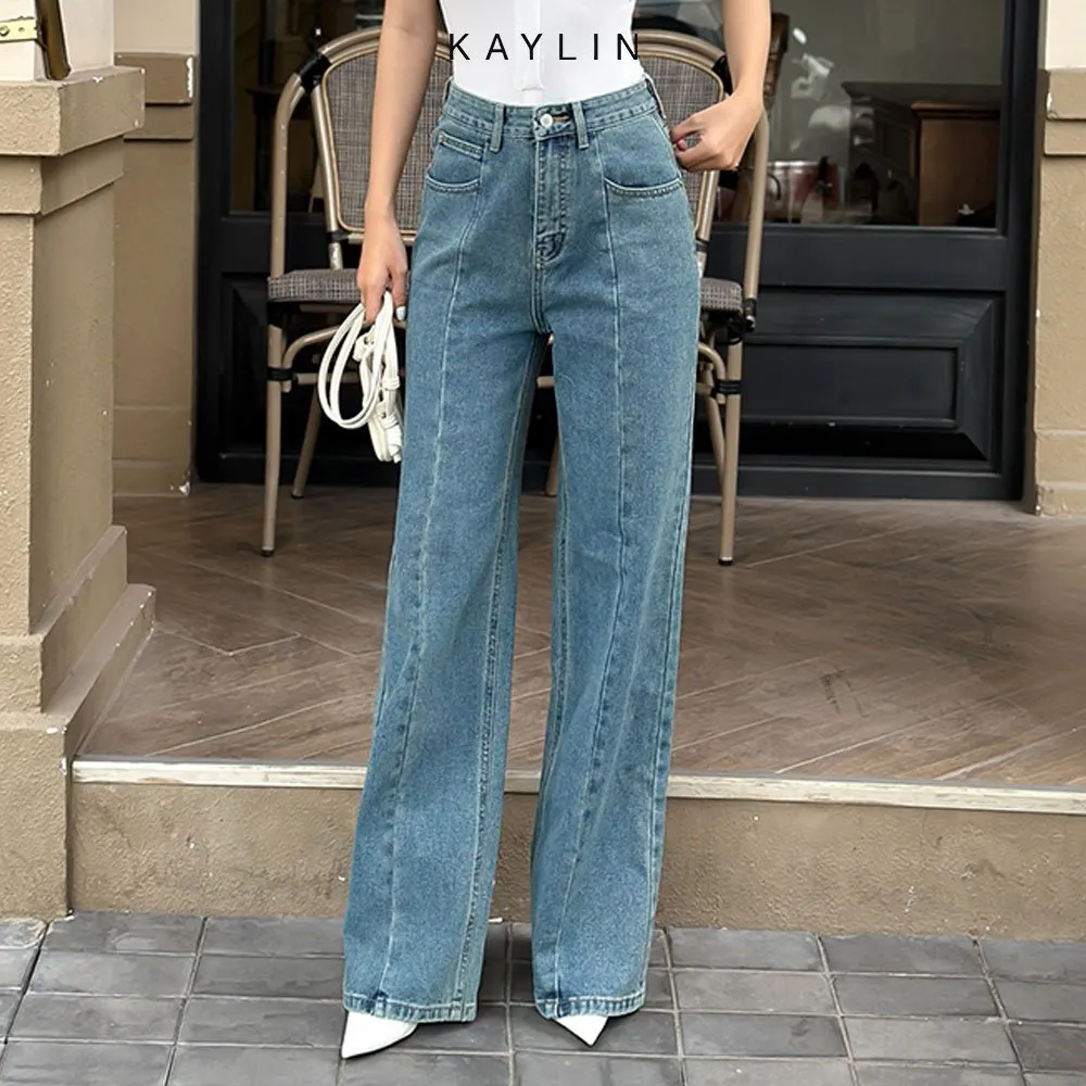 Ảnh Quần jean KAYLIN form suông ống rộng chất vải denim mềm dầy dặn phong cách - N2235 4