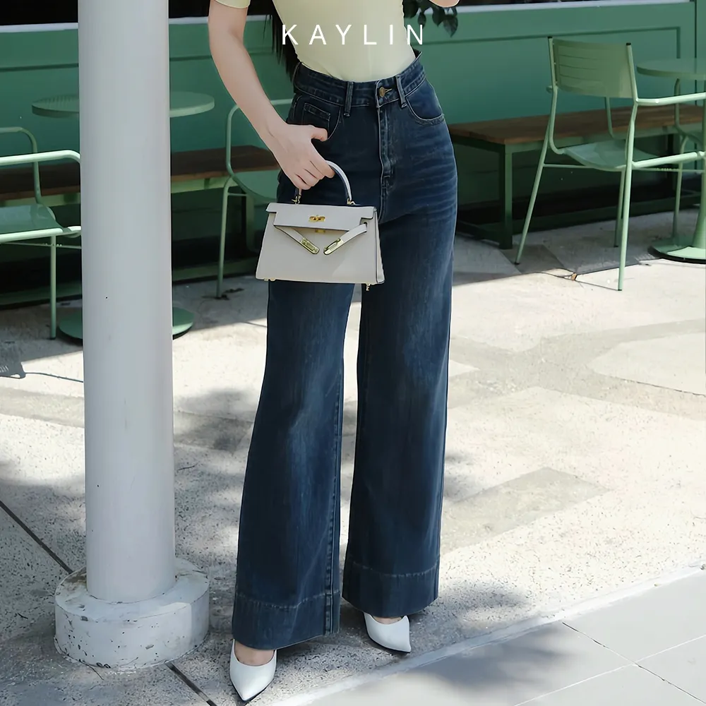 Ảnh Quần JEAN KAYLIN form suông Basic phối dây chất vải denim dầy dặn phong cách - N2325 1