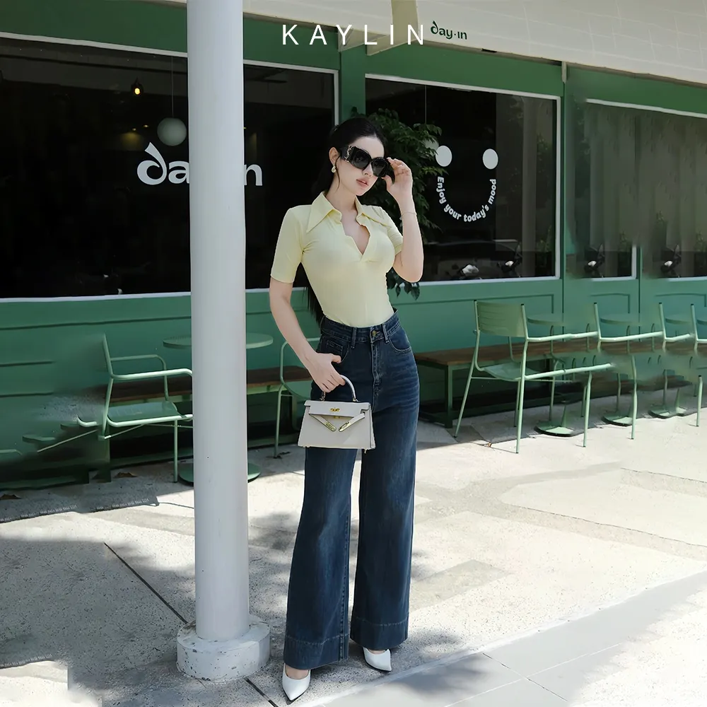 Ảnh Quần JEAN KAYLIN form suông Basic phối dây chất vải denim dầy dặn phong cách - N2325 2