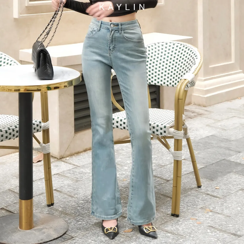 Ảnh Quần Jean KAYLIN ống loe form ôm chất vải Denim phong cách N2276 1