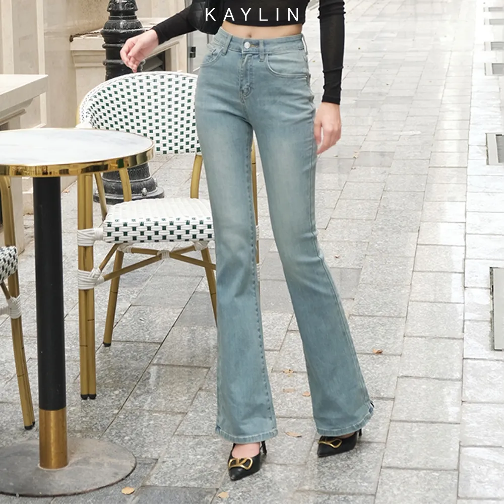 Ảnh Quần Jean KAYLIN ống loe form ôm chất vải Denim phong cách N2276 2