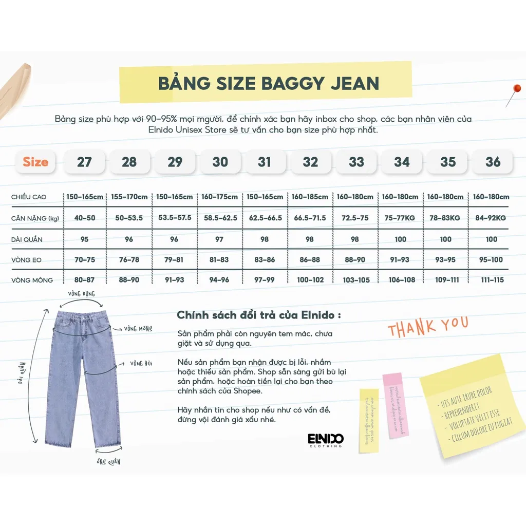 Ảnh Quần jean nam ELNIDO ống rộng chất vải jean co giãn nhẹ cao cấp không nhăn xù dáng baggy Hàn Quốc EDQJ-01 2