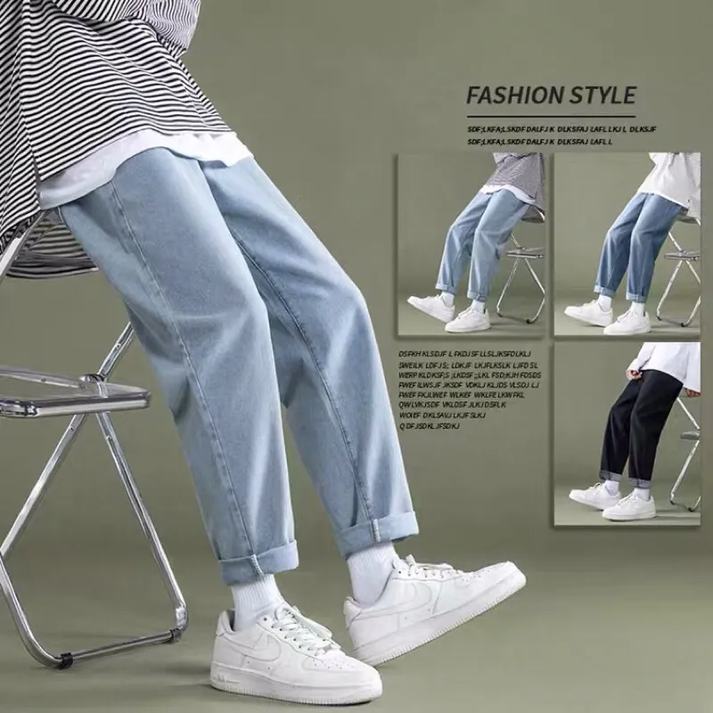 Ảnh Quần jean nam ELNIDO ống rộng chất vải jean co giãn nhẹ cao cấp không nhăn xù dáng baggy Hàn Quốc EDQJ-01 4
