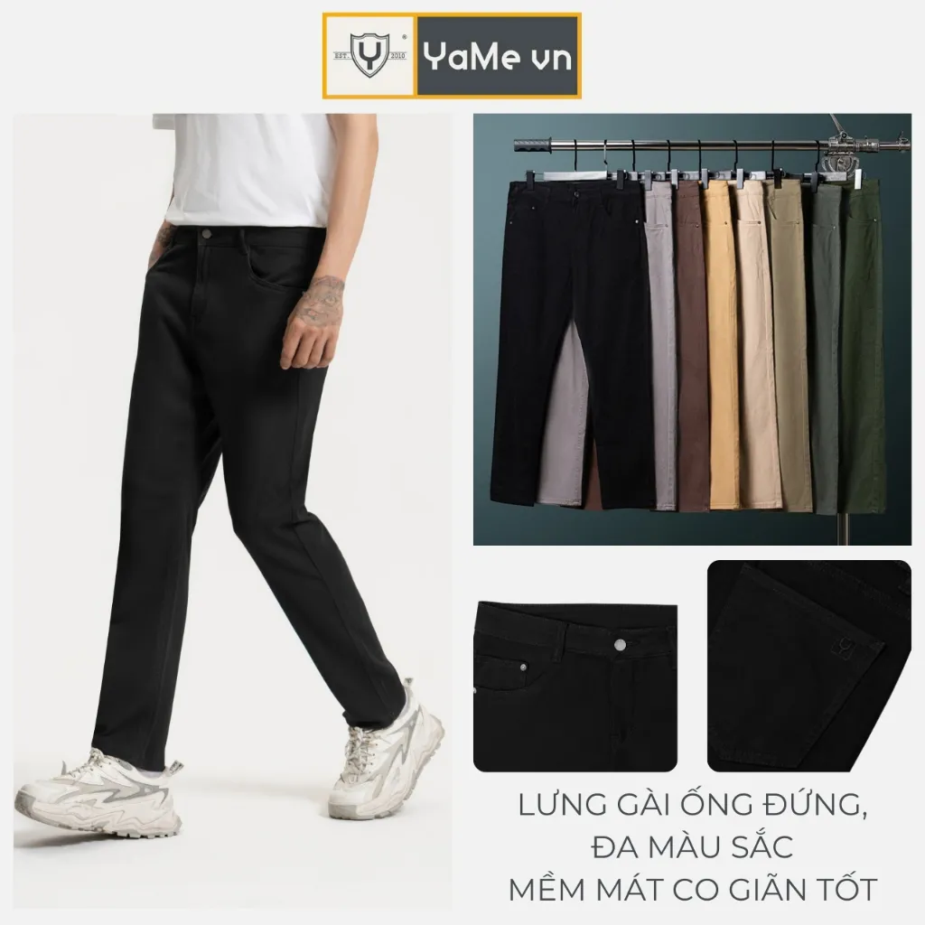 Ảnh Quần Jean Nam Lưng Gài Ống Đứng Cotton Co Giãn Thời Trang Thương Hiệu Y2010 No Style M143 Vol 24 23877 |YaMe| 1