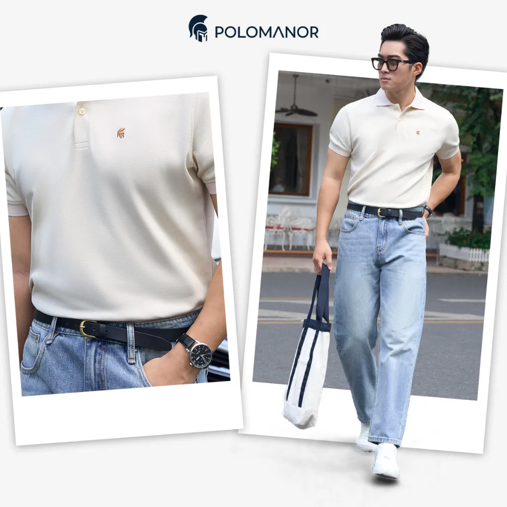 Ảnh Quần jean nam ống rộng POLOMANOR, BST THE REAL JEANS, form Straight thoải mái, dễ mặc dễ phối 3