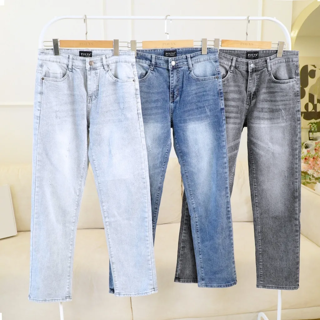Ảnh Quần jean nam POLYS, co giãn thoáng khí, form straight ống suông, QUẦN JEANS NAM POLYS 1