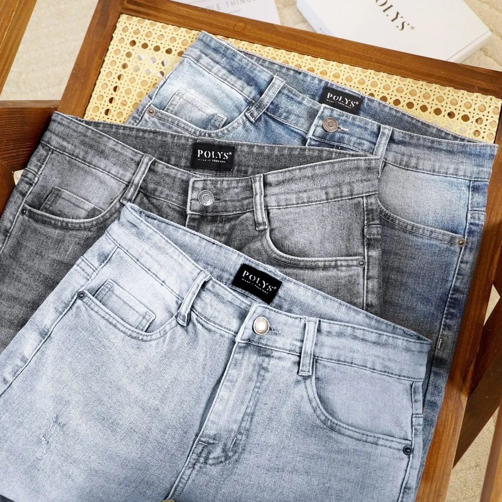 Ảnh Quần jean nam POLYS, co giãn thoáng khí, form straight ống suông, QUẦN JEANS NAM POLYS 4