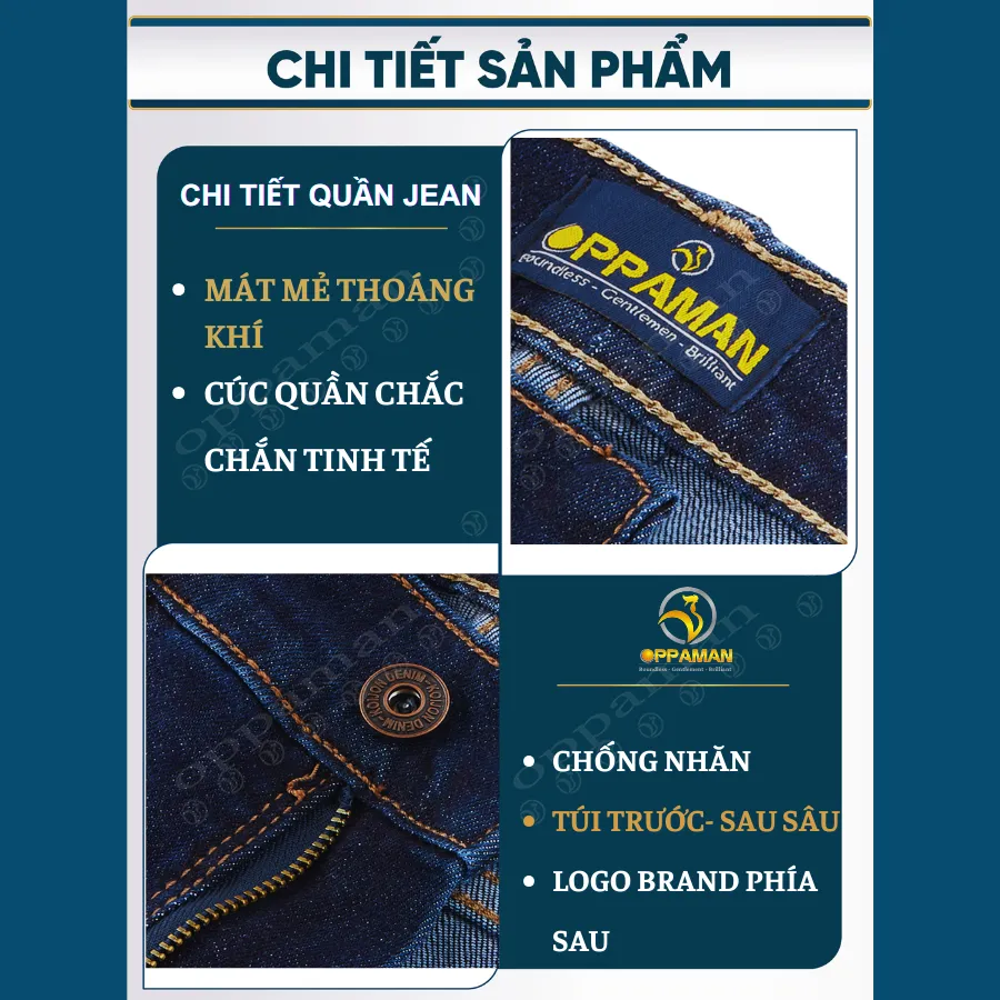 Ảnh Quần jean nam quần bò nam quần rin nam cao cấp trơn dày màu xanh quần jean nam co giãn OJ1 OPPAMAN 4