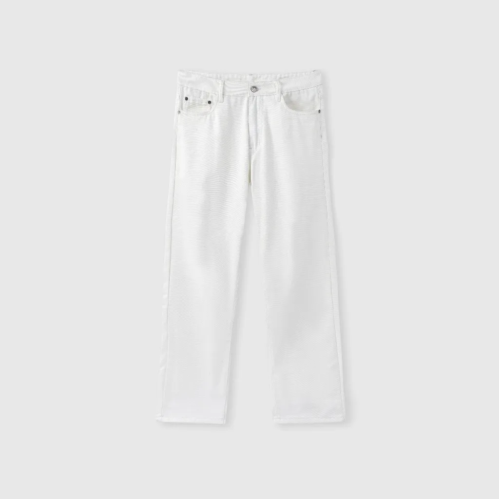 Ảnh Quần jean nam ROWAY, vải denim cotton, form suông | Jean suông trắng 1