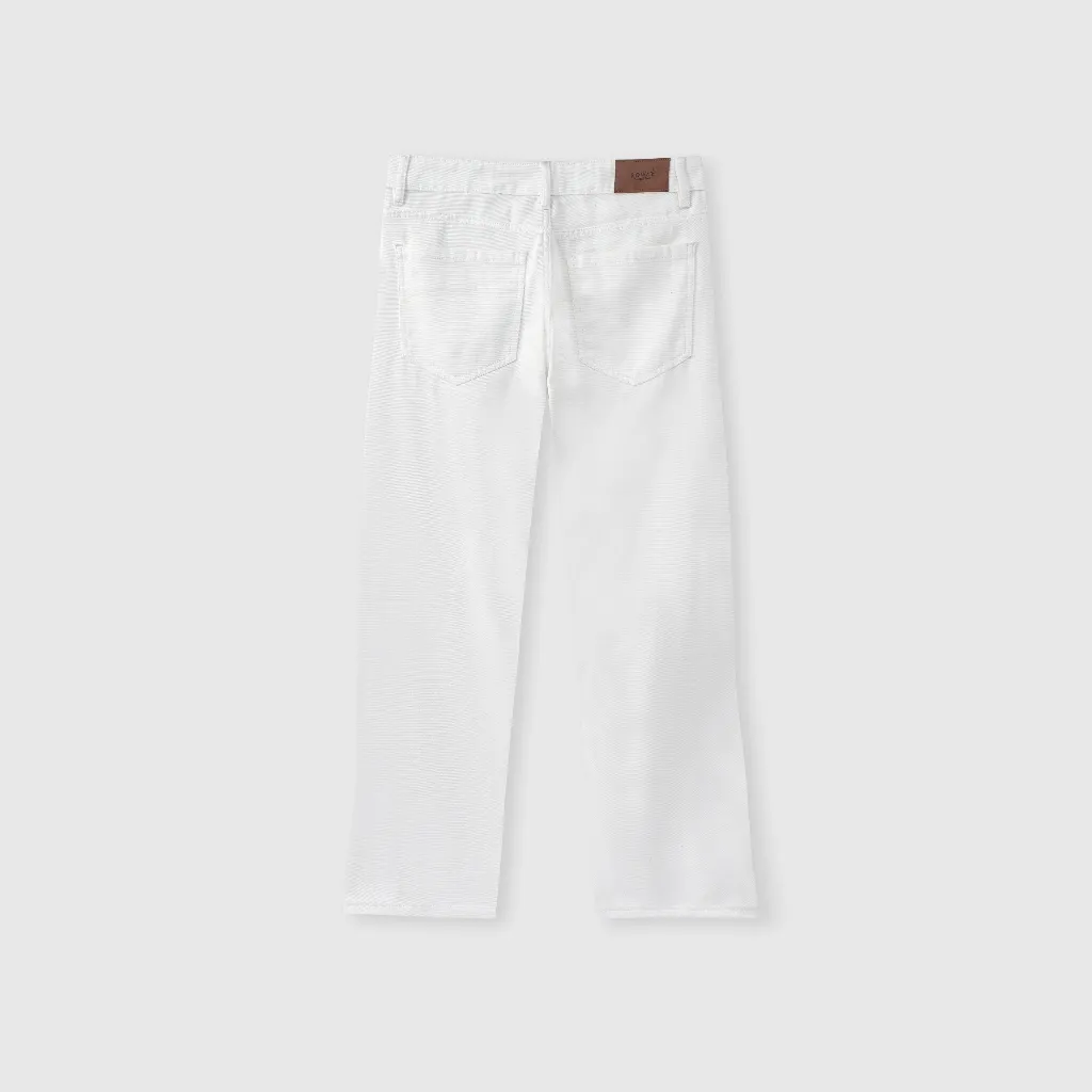 Ảnh Quần jean nam ROWAY, vải denim cotton, form suông | Jean suông trắng 2